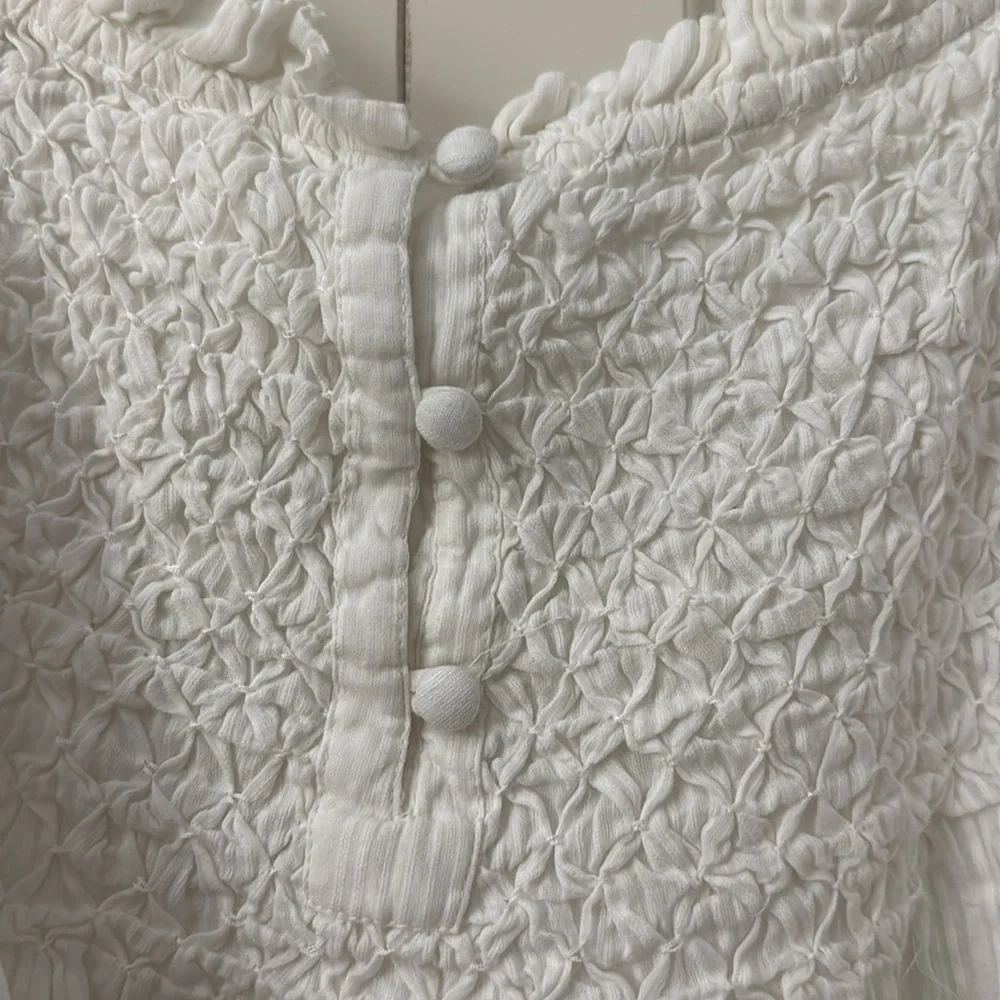 🖤 Anthropologie Puff-Sleeve Babydoll Top – Ivory | Size L
